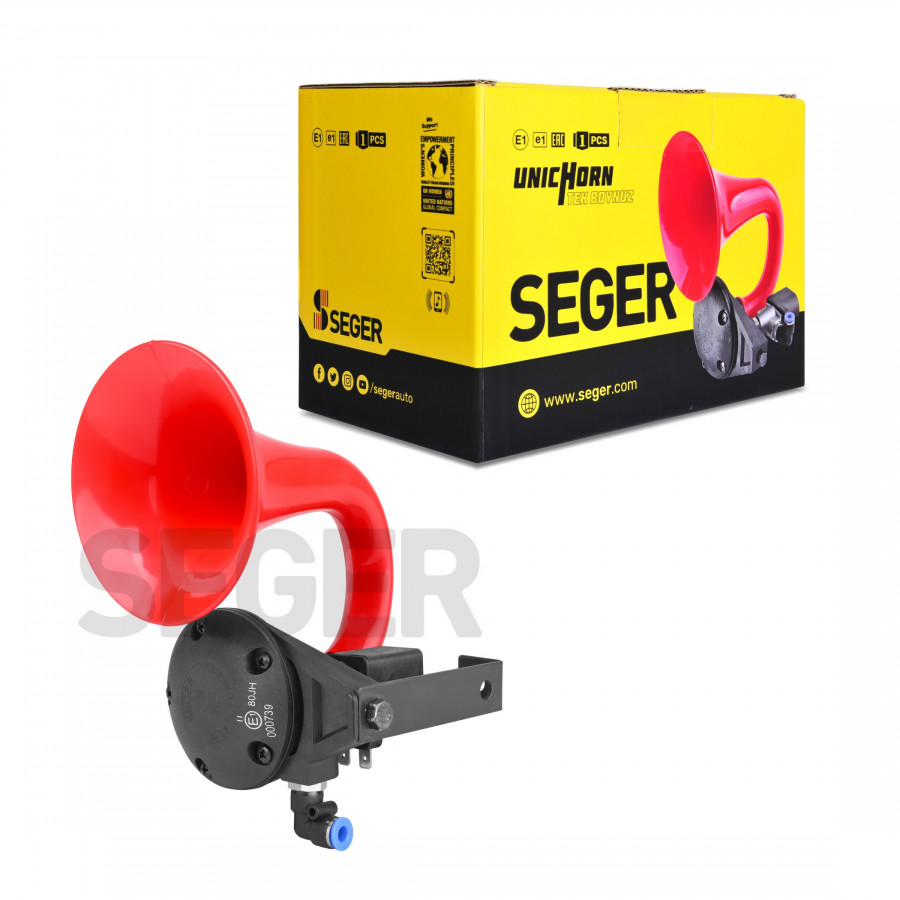 SEGER - 80Jh Unicorn Air Horn 24V (Unichorn), țeavă din plastic roșu