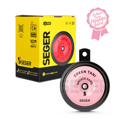 SEGER - 50F Disk Korna 12V, Kalın Ses (Kanser Farkındalık Projesi Özel Pembe Renk)