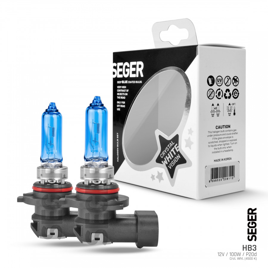 HB3 9005 12V 100W P20d Crystal White (Yüksek Güç, 4.500K Beyaz Işık)